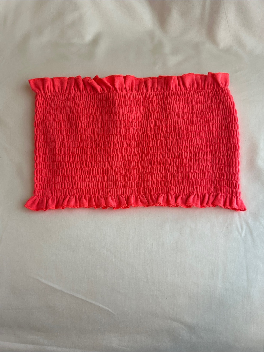Zenana Outfitters Coral Pink Smocked Strapless Top